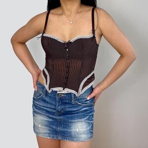 La Vie En Rose 🌹- Pinstripe Corset Camisole -Size C36